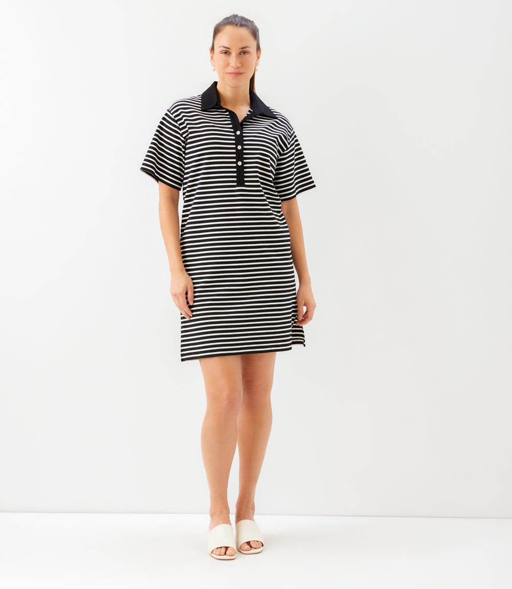 Stripe Short Sleeve Polo Dress