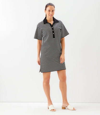 Stripe Short Sleeve Polo Dress