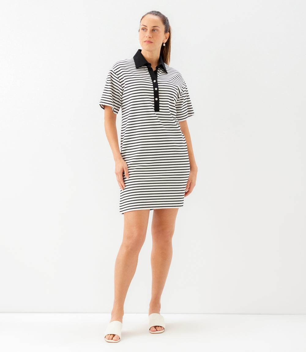Stripe Short Sleeve Polo Dress