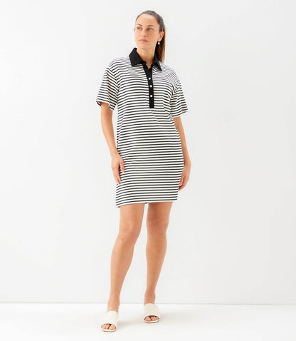 Stripe Short Sleeve Polo Dress