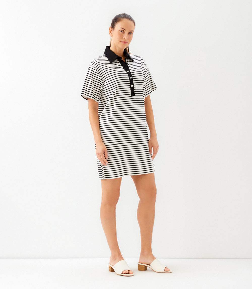 Stripe Short Sleeve Polo Dress
