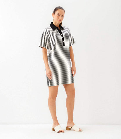 Stripe Short Sleeve Polo Dress