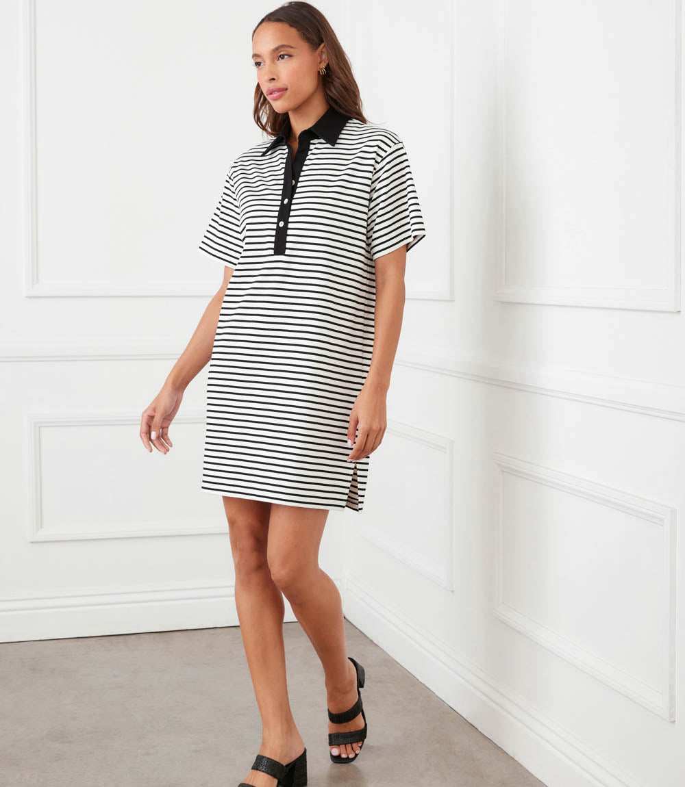 Stripe Short Sleeve Polo Dress