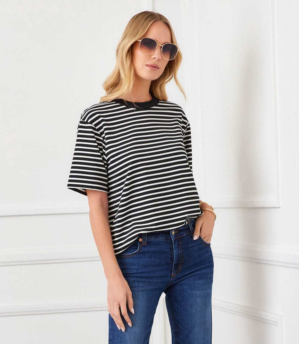 Stripe Short Sleeve Top