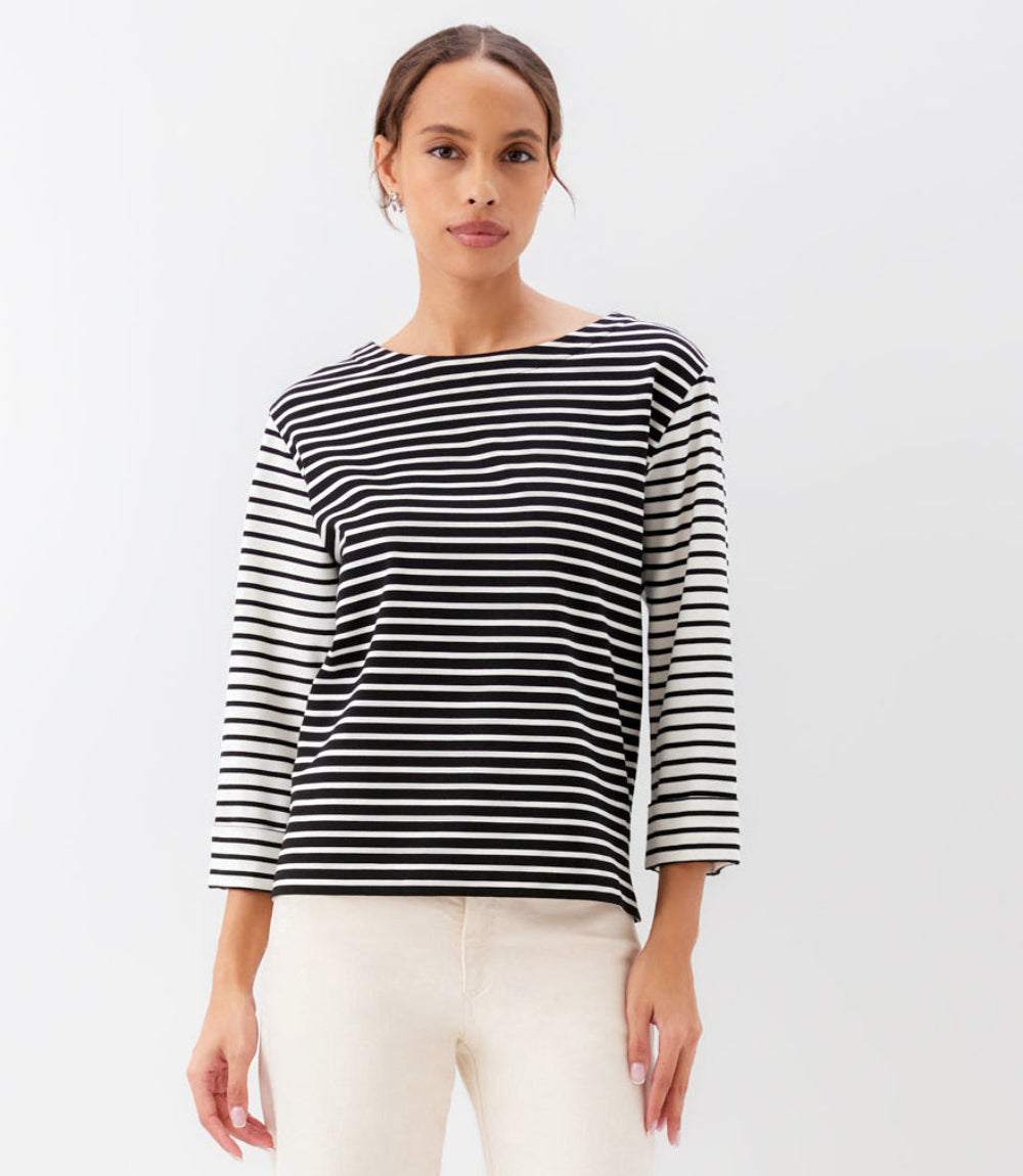 Contrast Stripe Cuffed Sleeve Top