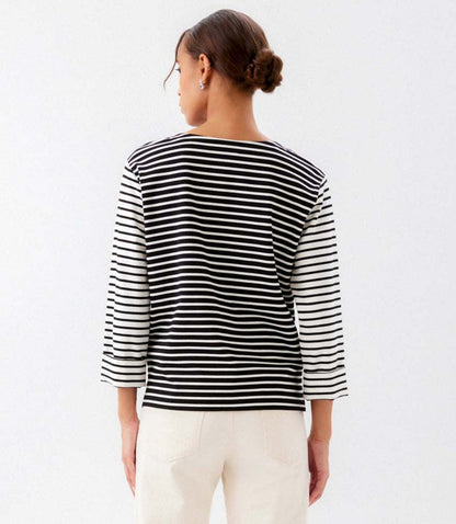 Contrast Stripe Cuffed Sleeve Top