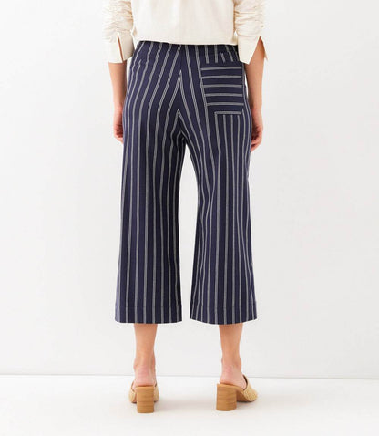 Stripe Cropped Wide-Leg Pants
