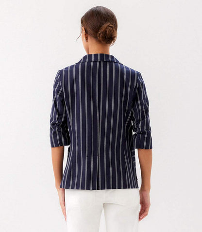 Stripe Ruched Sleeve Jacket