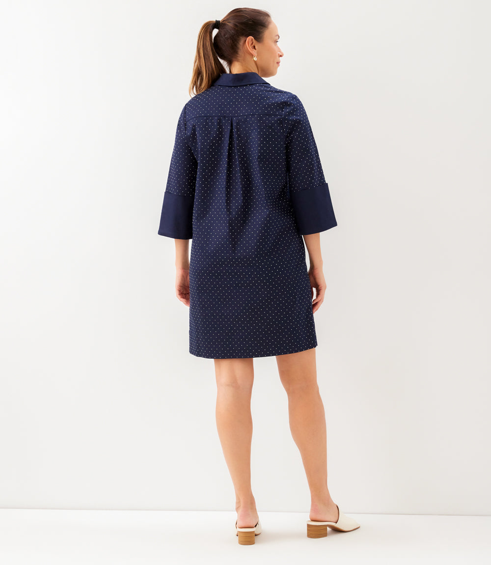 Cuffed Sleeve Embellished Dress