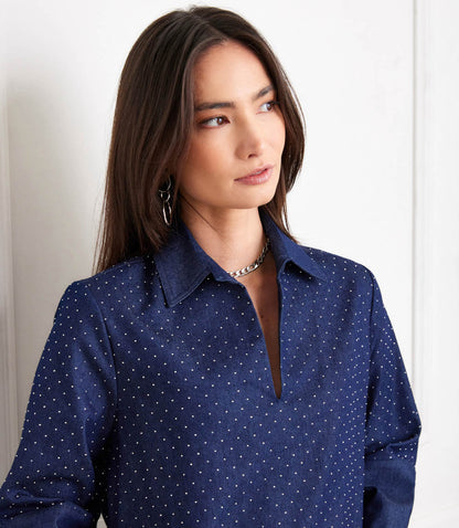 Cuffed Sleeve Embellished Dress