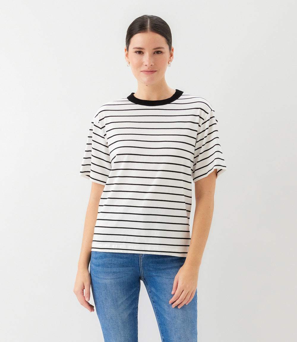 Petite Size Stripe Short Sleeve Top