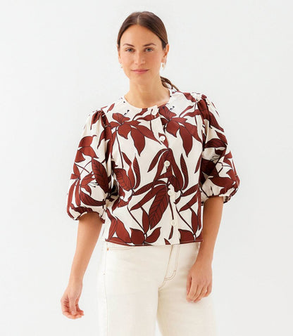 Puff Sleeve Button-Front Top