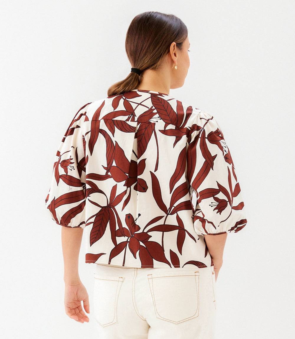 Puff Sleeve Button-Front Top