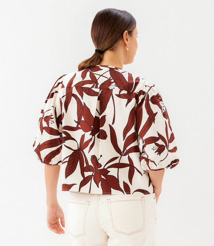 Puff Sleeve Button-Front Top
