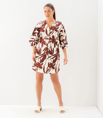 Lantern Sleeve Button-Front Dress