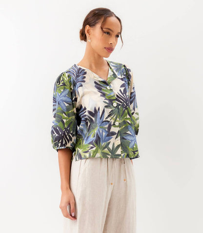 Puff Sleeve Button Front Shirt