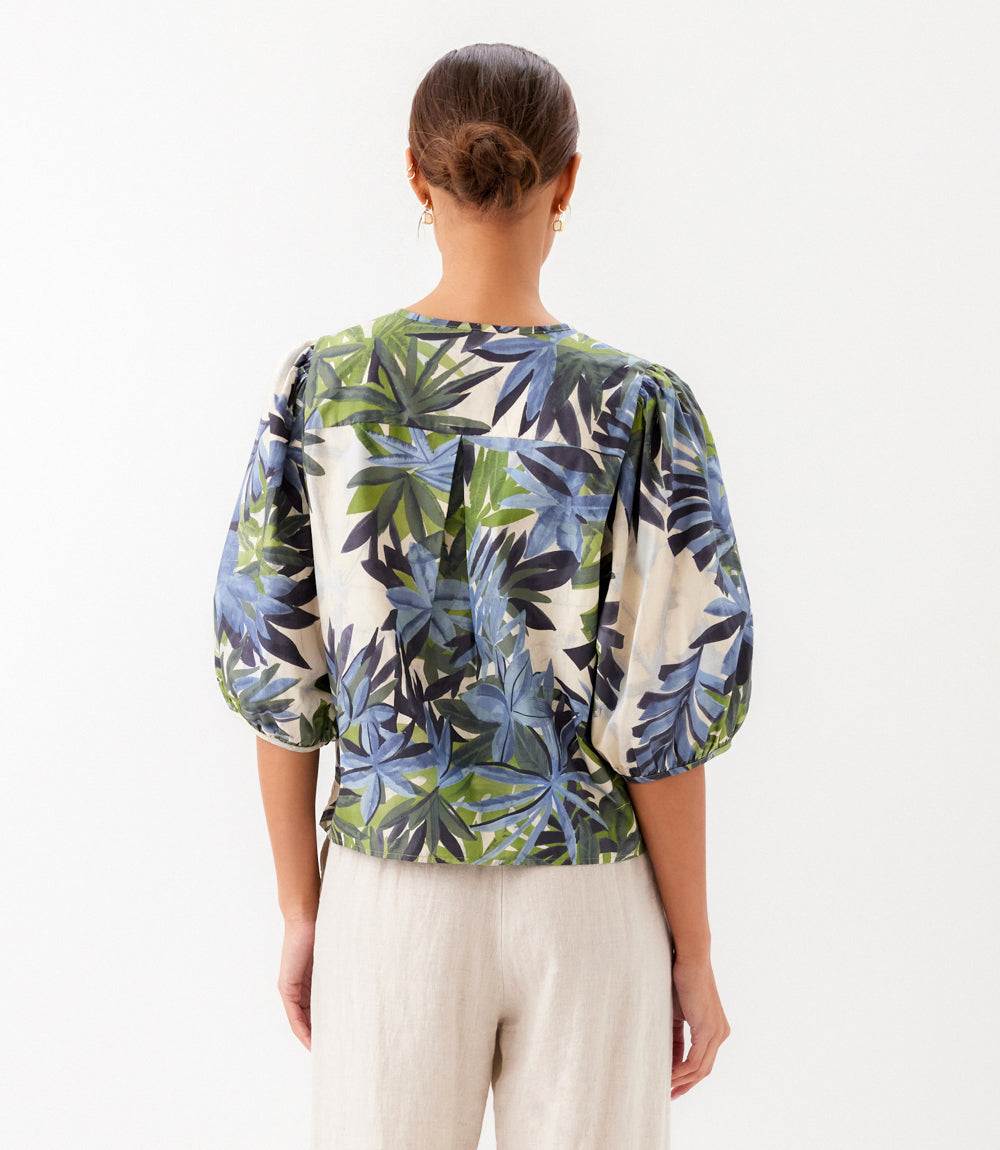 Puff Sleeve Button Front Shirt