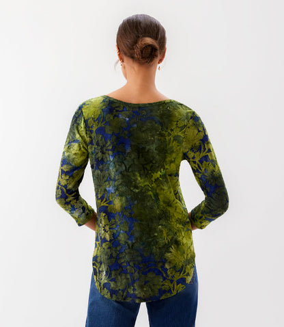 3/4 Sleeve Burnout Shirttail Top