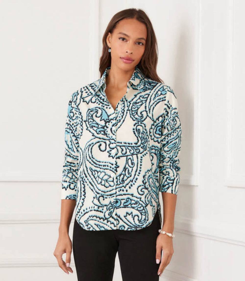 Petite Size Ruched Sleeve Button-Up Shirt