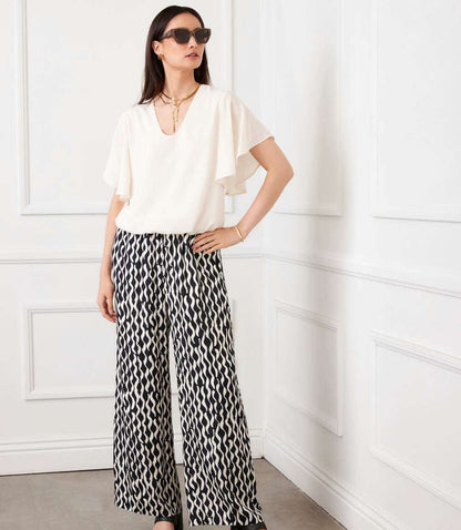 Petite Size Satin Wide-Leg Pants