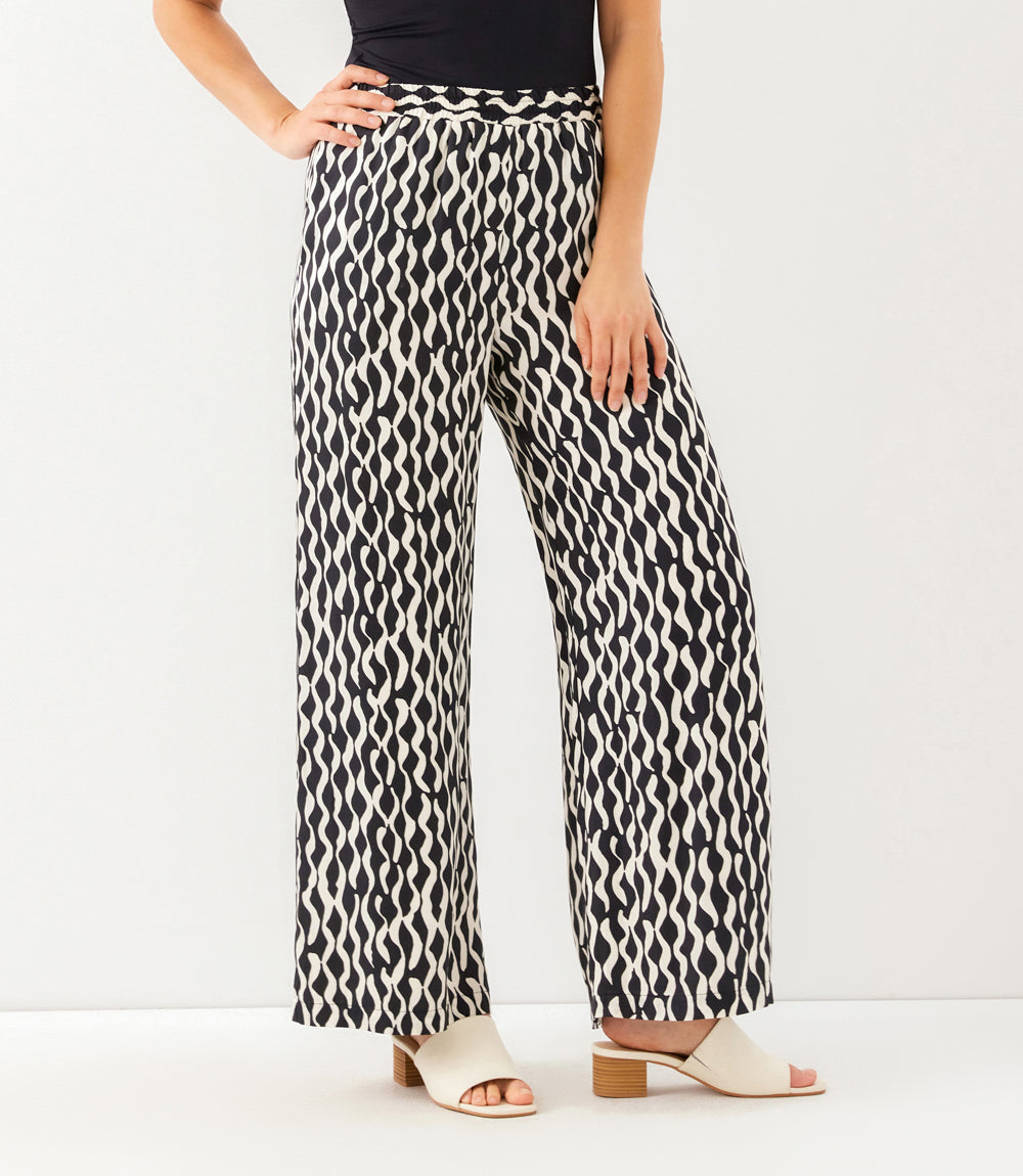 Petite Size Satin Wide-Leg Pants