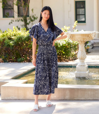 Smocked Waist Midi Skirt