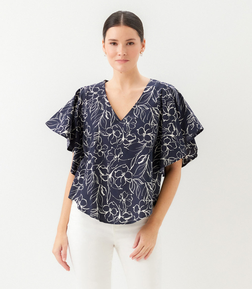 Flutter Sleeve V-Neck Top