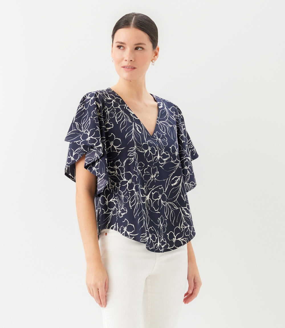 Flutter Sleeve V-Neck Top