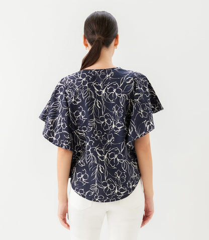 Flutter Sleeve V-Neck Top