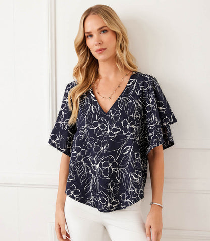 Flutter Sleeve V-Neck Top
