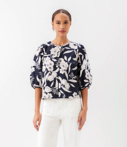 Puff Sleeve Button Front Top