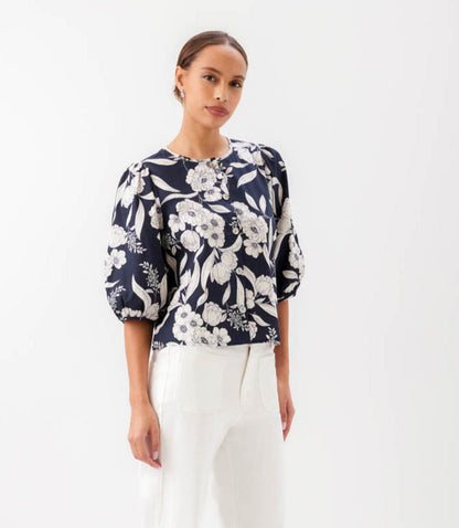 Puff Sleeve Button Front Top