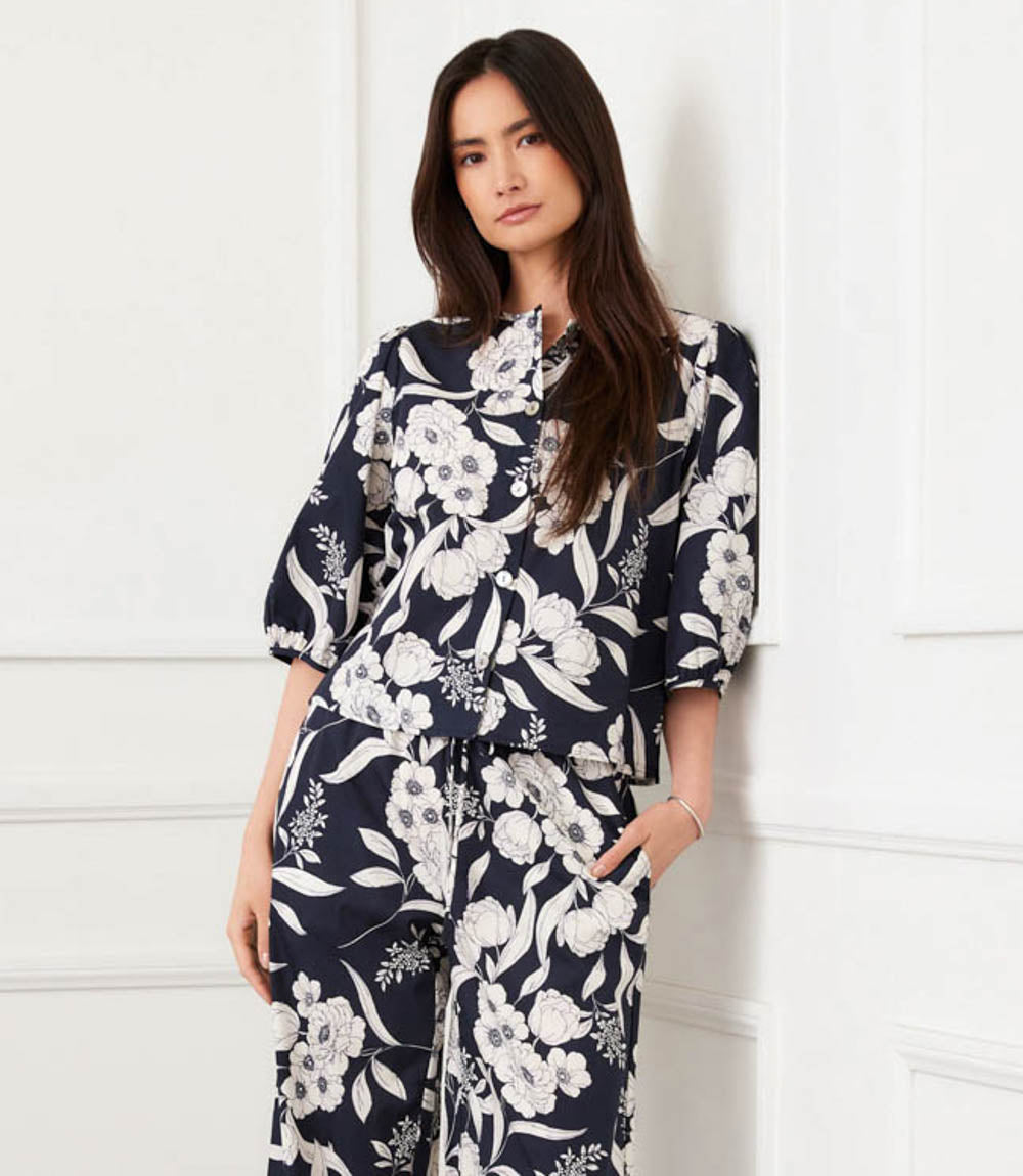 Puff Sleeve Button Front Top