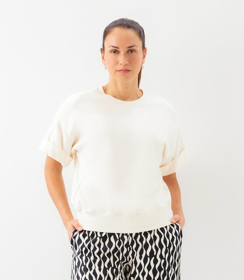 Contrast Cuffed Sleeve Top