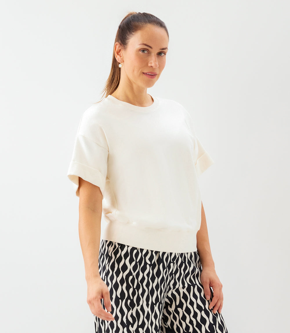 Contrast Cuffed Sleeve Top