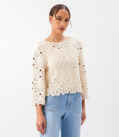 Flare Sleeve Crochet Top