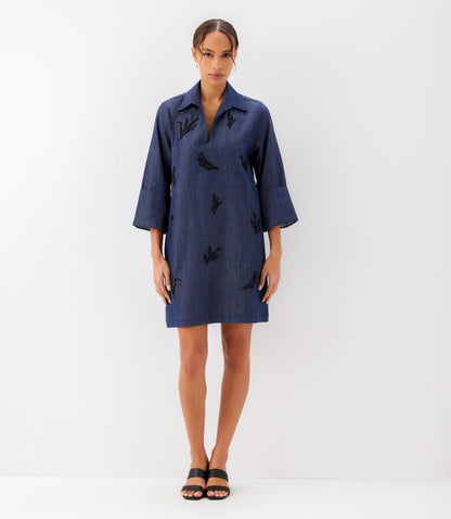 Embellished Cuffed Sleeve Dress