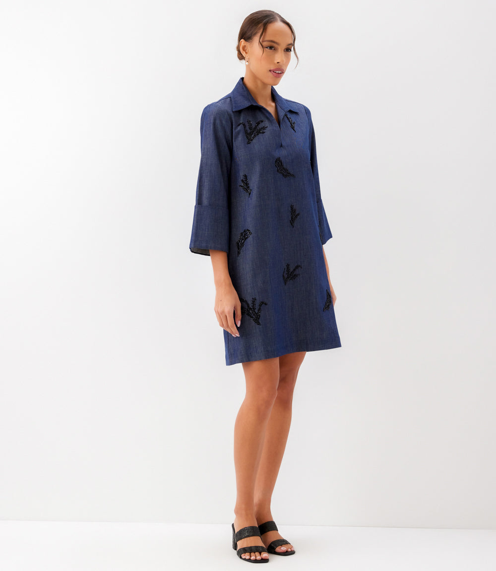 Embellished Cuffed Sleeve Dress