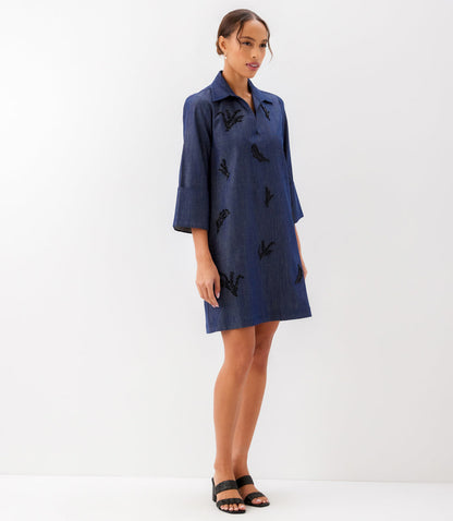 Embellished Cuffed Sleeve Dress