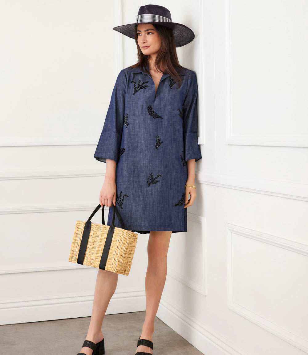 Embellished Cuffed Sleeve Dress