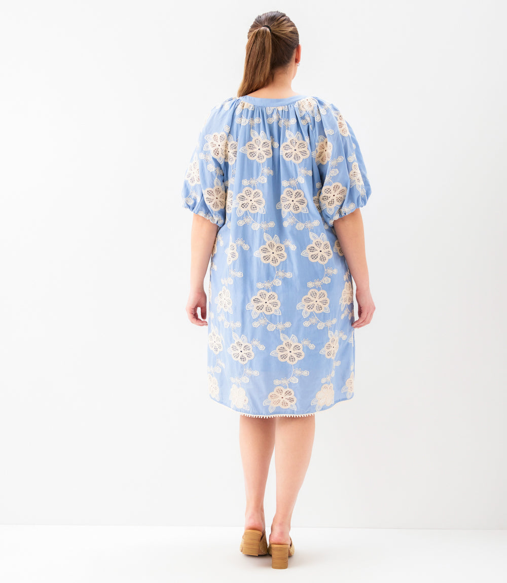 Plus Size Puff Sleeve Tassel Dress