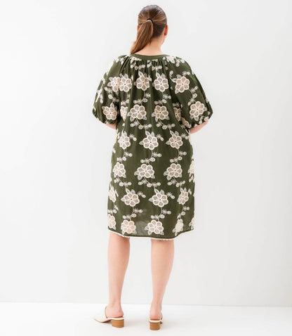 Plus Size Puff Sleeve Tassel Dress