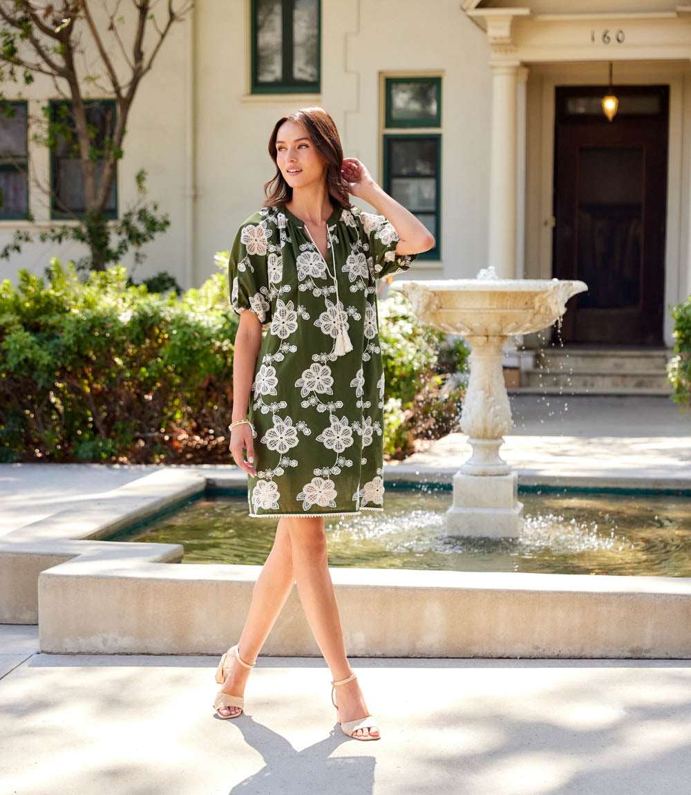 Puff Sleeve Tassel Dress
