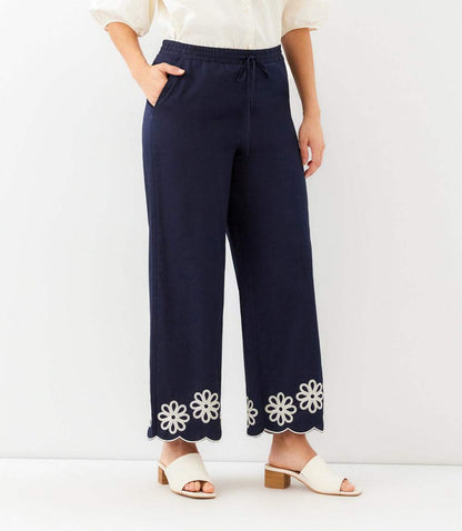 Petite Size Scallop Drawstring Pants