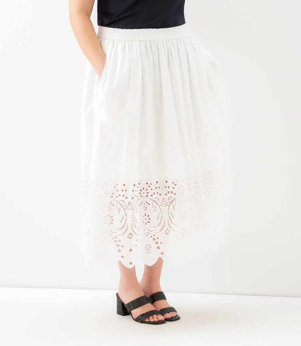 Plus Size Cutout Embroidery Midi Skirt