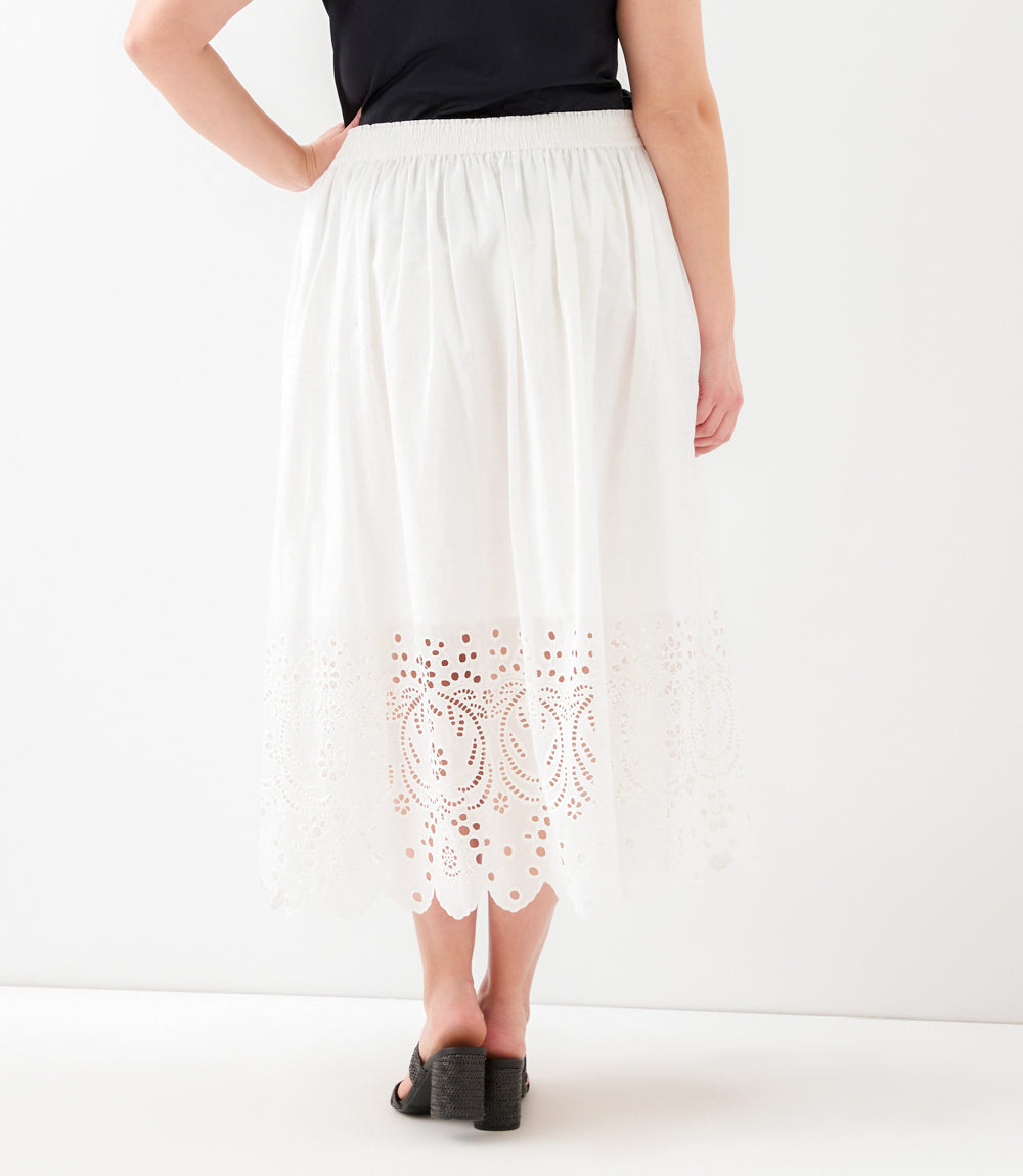 Plus Size Cutout Embroidery Midi Skirt