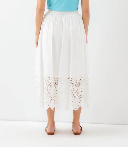 Cut-Out Embroidery Midi Skirt