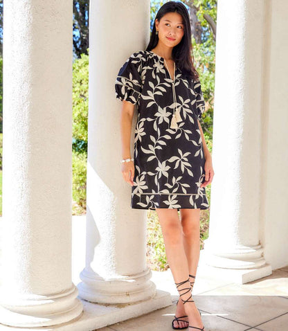 Petite Size Puff Sleeve Tassel Dress