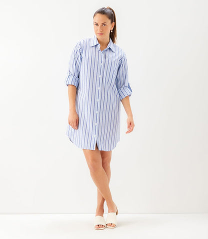 Stripe Roll Tab Shirtdress