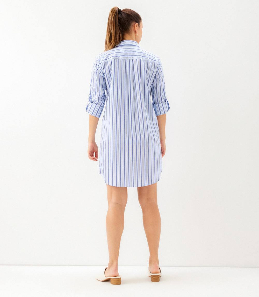 Stripe Roll Tab Shirtdress